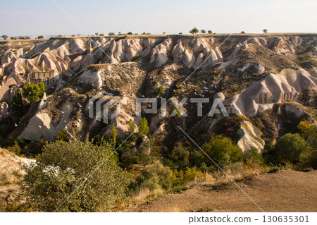 Valley of doves panoramic view near Uchisar castle in sunrise, Cappadocia 130635301