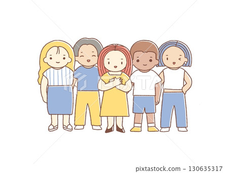 不同的人並肩站在一起，互相支持 130635317