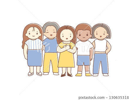 Diverse people standing side by side, supporting each other 130635318