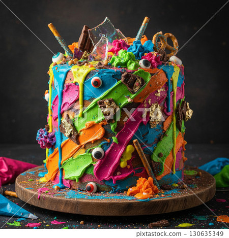 五顏六色的生日蛋糕 130635349