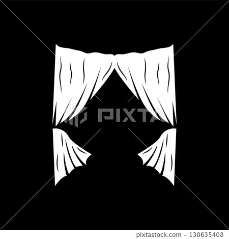 Home And Exhibition Curtain Logo Design, Building Decoration Vector Illustration 130635408