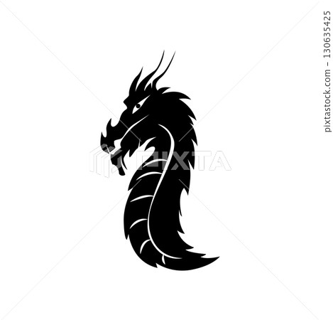 Black silhouette design simple dragon logo animal legend template illustration 130635425