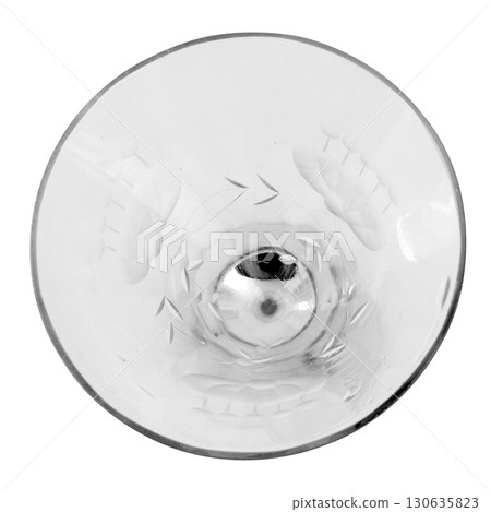 Top View of Modern Glassware Wine Champagne and Water Glasses on White Top View of Modern Glassware Wine Champagne and Water Glasses on White 130635823