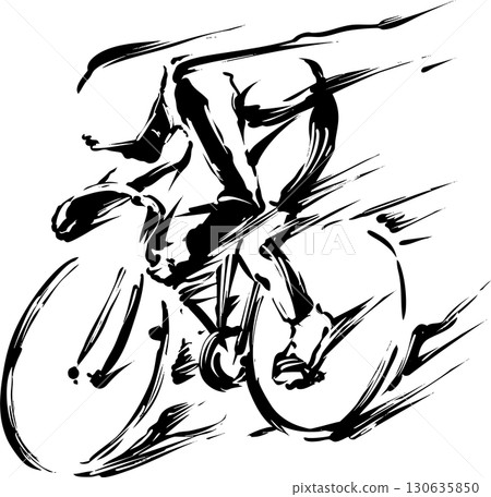 Ink-drawing illustration of bicycle racing Ink-drawing illustration of bicycle racing 130635850