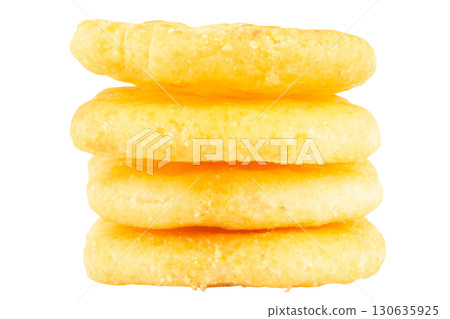 Pile of Savory Snack Chips on Clean White Studio Background Pile of Savory Snack Chips on Clean White Studio Background 130635925