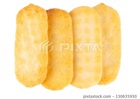 Pile of Savory Snack Chips on Clean White Studio Background 130635930