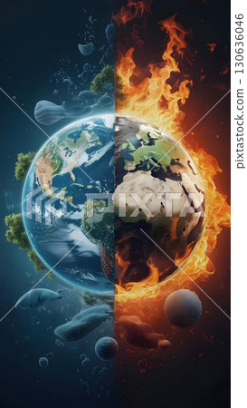 Half of our planet Earth is made up of water the other half consists of fire Half of our planet Earth is made up of water the other half consists of fire 130636046
