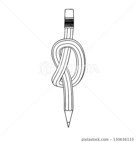 Outline for Coloring of Pencil School, Office and Art Supplies. Vector Illustration. 130636133