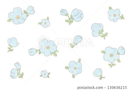 淺藍色花朵插畫 淺藍色花朵插畫 130636215