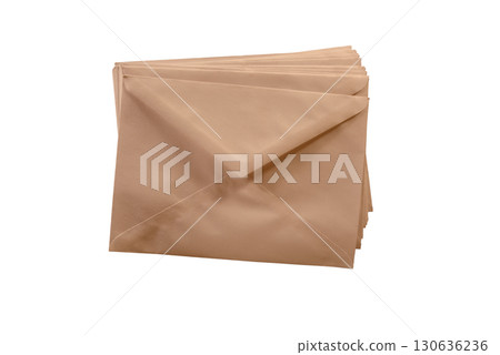 Stack of Brown craft Envelopes Isolated on White Background for Office Use. File with Clipping Path Stack of Brown craft Envelopes Isolated on White Background for Office Use. File with Clipping Path 130636236