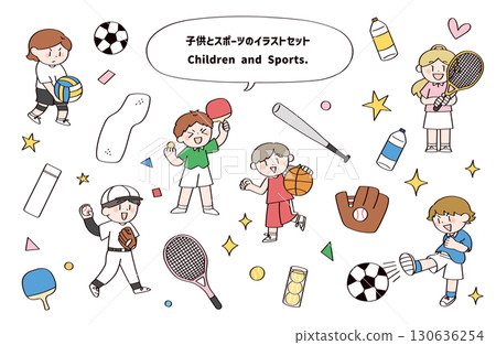 兒童和體育插圖集 兒童和體育插圖集 130636254