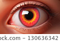 An Intense Eye Featuring Fiery Colors and a Unique Pattern Captivating the Viewers Gaze 130636342