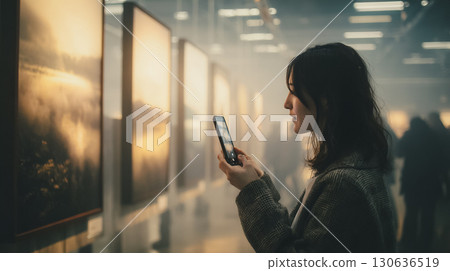 Woman operating a smartphone 130636519