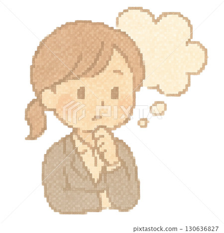 [商業]一位身穿西裝的女人思考的插圖 130636827