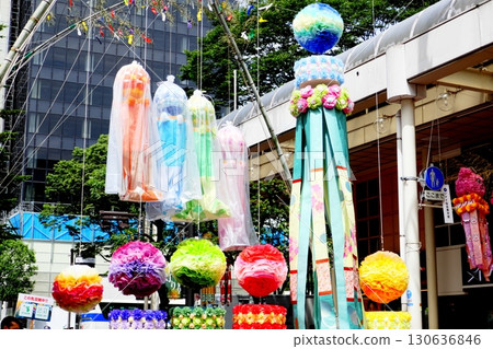 Tanabata decorations on a rainy day Tanabata decorations on a rainy day 130636846