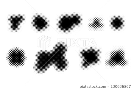 各種形狀的半色調簡單和抽象的裝飾插圖集 130636867
