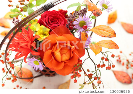 Autumn arrangement in a bamboo vase Autumn arrangement in a bamboo vase 130636926