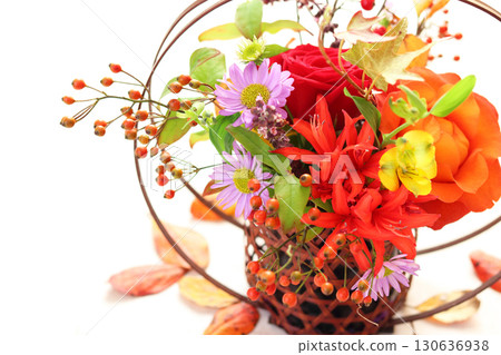 Autumn arrangement in a bamboo vase Autumn arrangement in a bamboo vase 130636938
