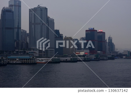 Hong Kong Victoria Harbour buildings at dusk Hong Kong Victoria Harbour buildings at dusk 130637142