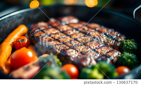 beef steak on a grill 130637170