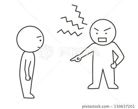 大聲喊叫的人的插圖 - 簡單的線畫向量材料代表顧客騷擾 130637201
