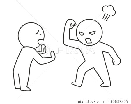 暴力顧客的插圖。簡單的線條畫向量圖表示顧客騷擾。 130637205