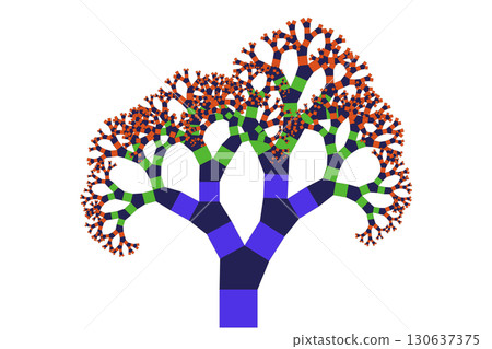 Pythagoras tree (pentagonal variation) fractal illustration Pythagoras tree (pentagonal variation) fractal illustration 130637375