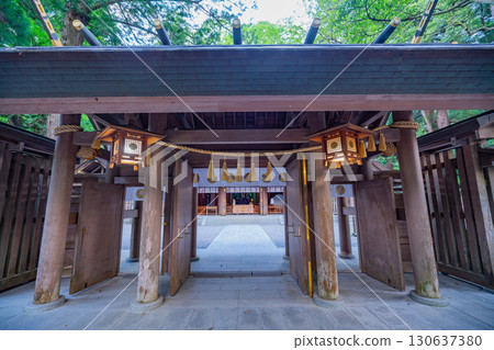 [宮崎縣高千穗町] 天岩戶神社、西神社、拜殿、夕照 130637380