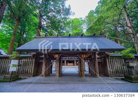 [宮崎縣高千穗町] 天岩戶神社、西神社、拜殿、夕照 130637384