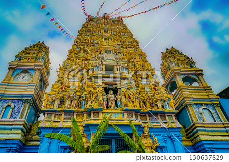 The magnificent facade of a Sri Lankan temple 130637829