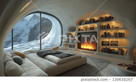 Stylish accommodation in the snowy mountains 130638267
