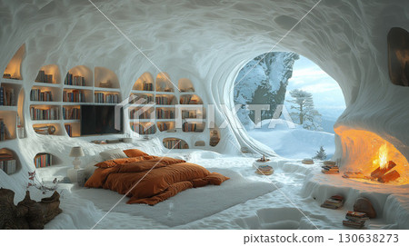 Stylish accommodation in the snowy mountains 130638273