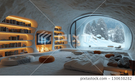Stylish accommodation in the snowy mountains 130638282