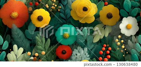 Vibrant Floral Nature Pattern Inspired by Modern Vector Design 130638480