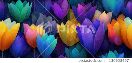 Colorful Abstract Tulip Pattern in Vector Style for Background Design 130638497