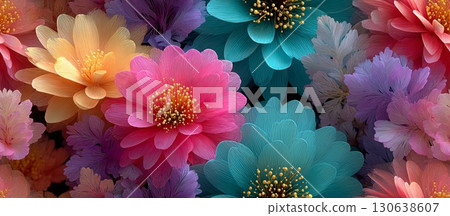 Soft Pastel Floral Design with Seamless Pattern Background 130638607