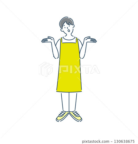 A simple line drawing illustration of a male nursery teacher who doesn't understand 130638675