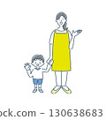 一幅簡單的線條畫插圖，畫的是女托兒所老師和男幼兒園老師指導 130638683