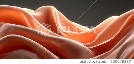 Abstract Layered Ribbons of White Fabric Displaying Soft Textures 130638827