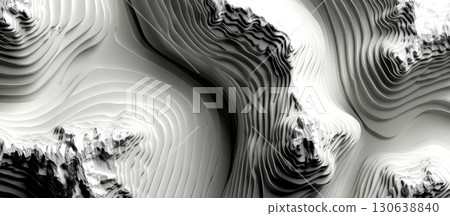 Abstract Topography with White Lines Creating Smooth Flowing Patterns 130638840