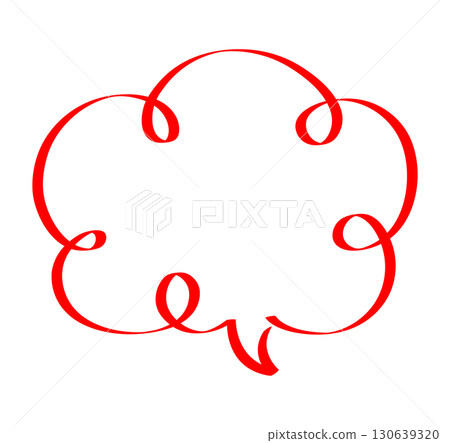 Cloud-shaped speech bubble illustration drawn with red lines 130639320