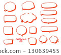 Simple and stylish hand-drawn speech bubble material set (polka dots, dots, red) 130639455