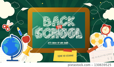 Education back to school illustration with engaging learning tools. Vector illustration 130639525