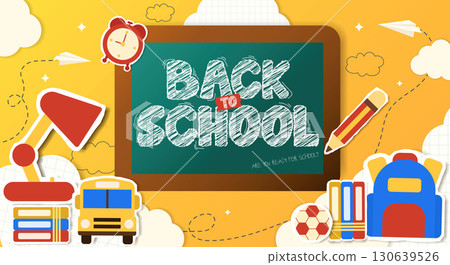 Education back to school design with fun stationery and activities. Vector illustration 130639526