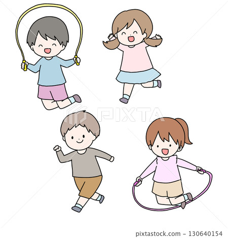 children jumping rope 130640154
