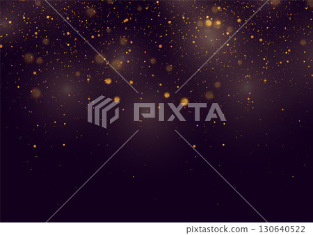 Golden shiny sparkling particles with bokeh lights abstract holiday background 130640522
