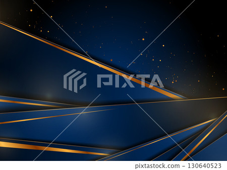 Dark blue striped abstract background with golden particles Dark blue striped abstract background with golden particles 130640523