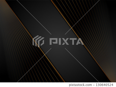 Corporate abstract background with black material and golden lines Corporate abstract background with black material and golden lines 130640524