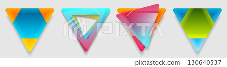 Colorful abstract geometric triangles stickers with layered gradients 130640537