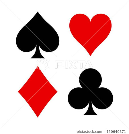 Playing card suits: spades, hearts, diamonds, clovers 130640871